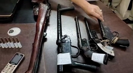 Nalanda Police found a cache of weapons in a well one arrested 1