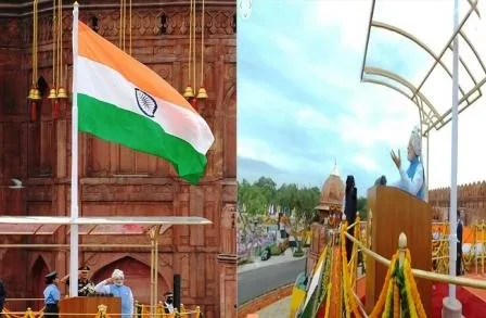 PM Modi hoisted the tricolor with Panch Prana at the Red Fort Independence Day celebrated in the states too