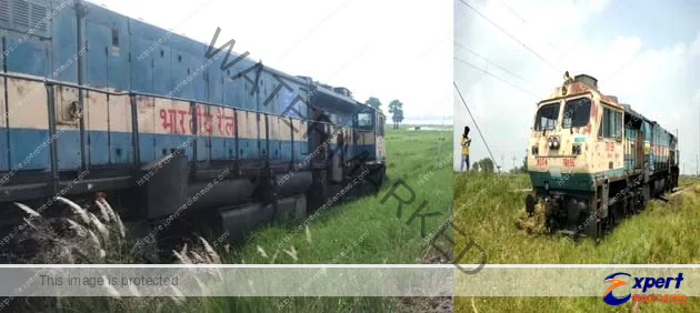 train engine left the track and started running in the field