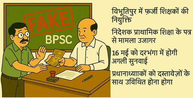 समस्तीपुर में फर्जी BPSC शिक्षकों की बहाली से हड़कंप, 16 मई को दरभंगा में होगी सुनवाई 1 There is a stir in Samastipur due to the appointment of fake BPSC teachers, hearing will be held in Darbhanga on May 16
